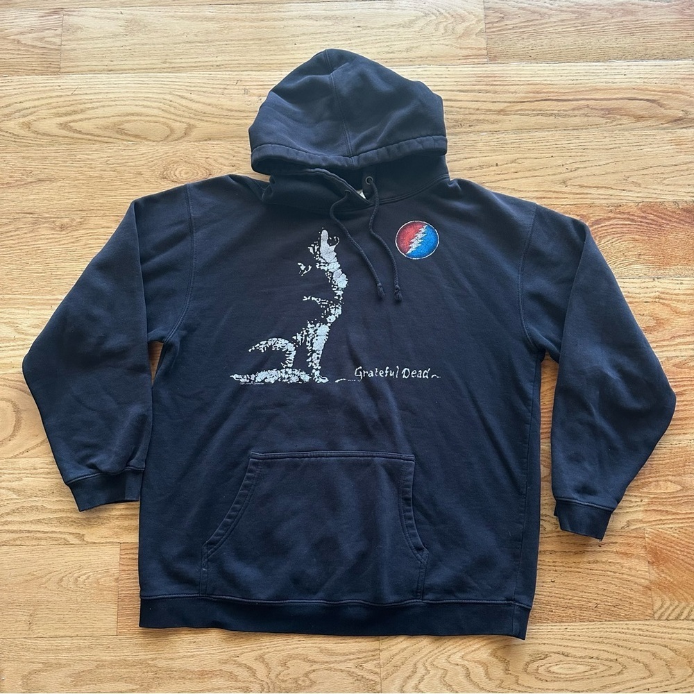 Vintage 1996 Grateful Dead Howling Wolf Animal Black Hoodie Size Large